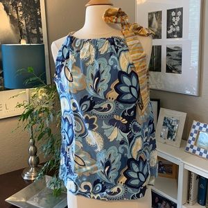 Etsy Boutique Blue Tan Autumnal Halter Tank Top Pillowcase Amy Butler S M New
